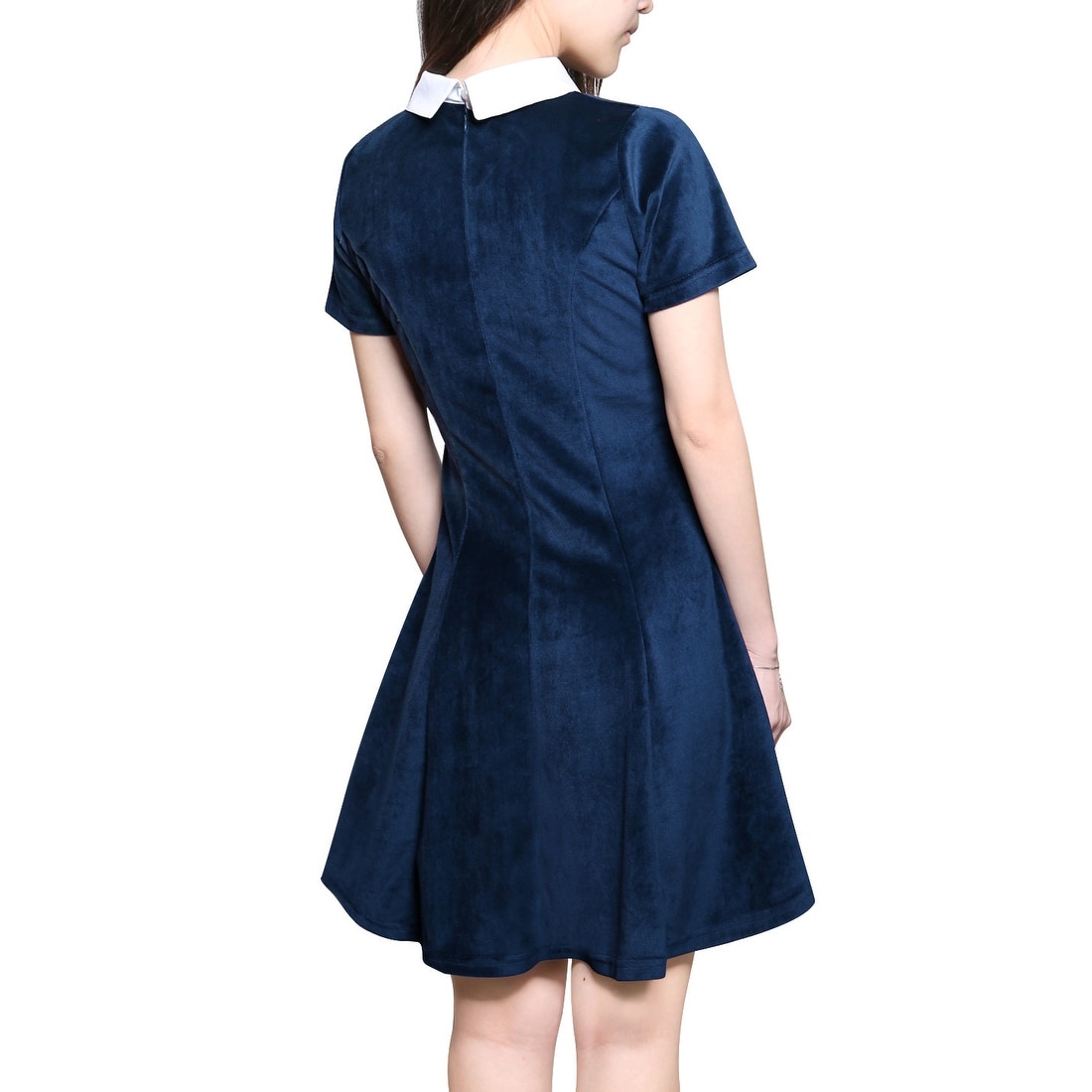 Andongnywell Womens Long Sleeve Peter Pan Collar Dress Doll Neck Flare Skater Dress Above Knee Tunic Dress