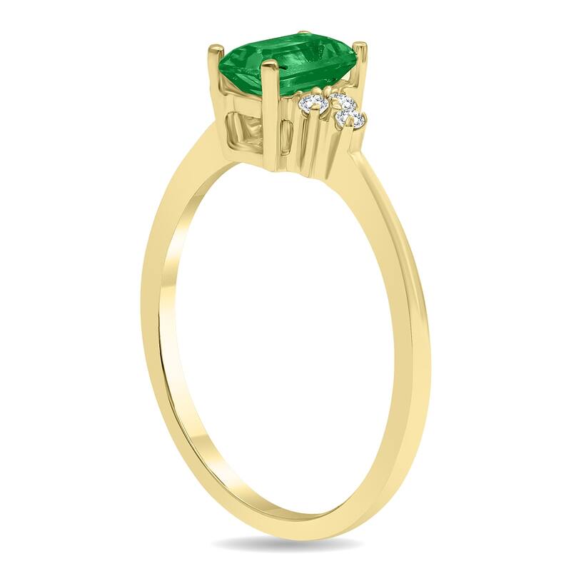 Emerald and Diamond Regal Ring in 10k Yellow Gold
