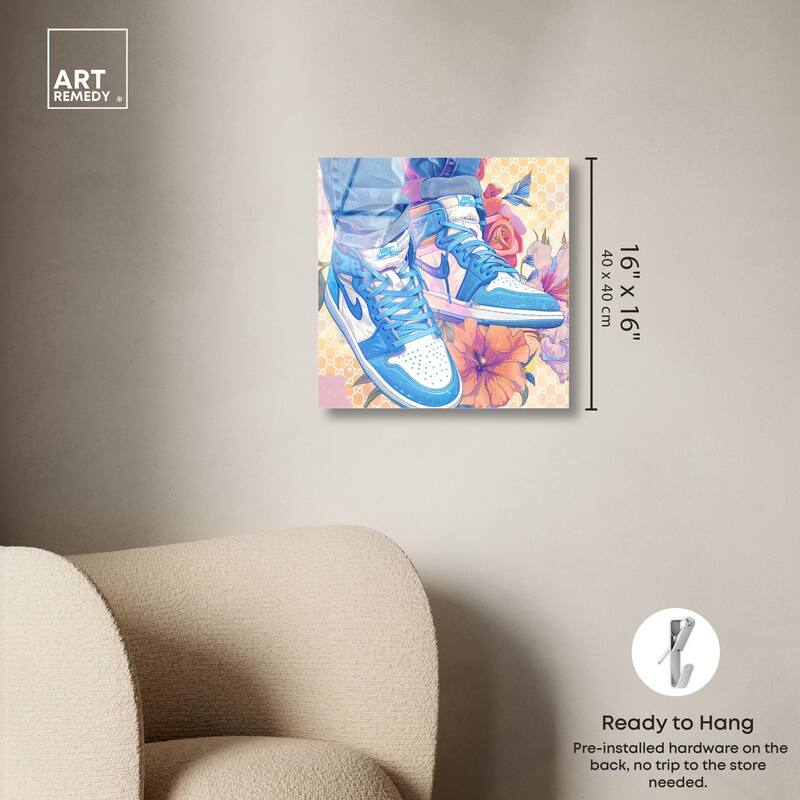 Sneakers in Bloom Acrylic by Art Remedy, Ready to Hang