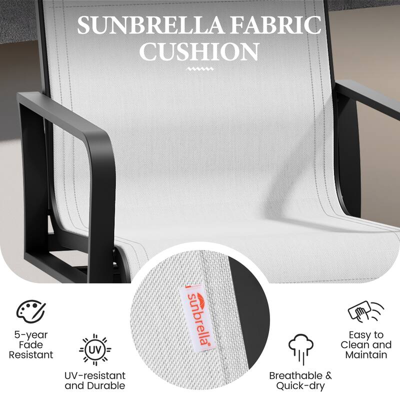 Outdoor Indoor Patio Aluminum Premium Sunbrella Fabric Swivel Barstools