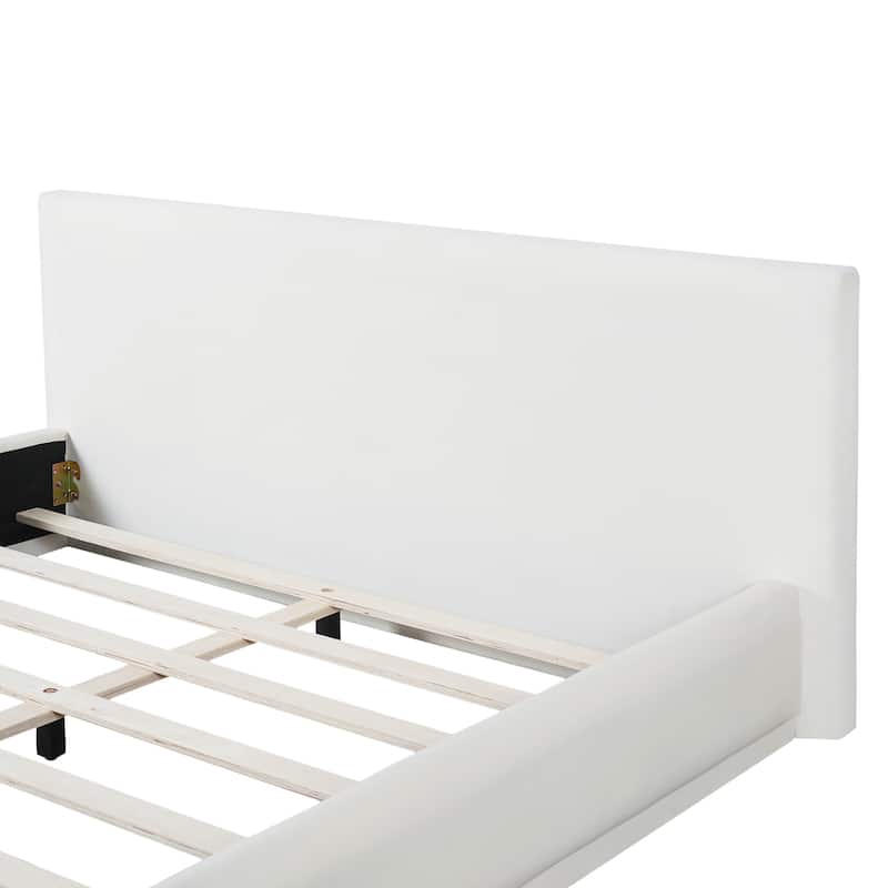 Queen/King Size Upholstered Bed Frame - Soft Fabric Platform Bed, Noise Free & No Box Spring Needed