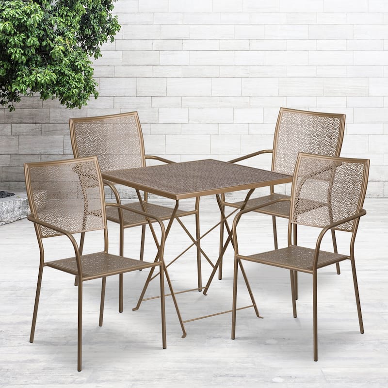 28-inch Square 5-piece Indoor/ Outdoor Folding Table and Chairs Set