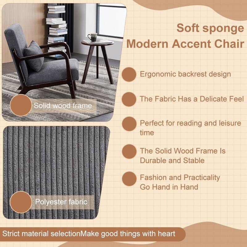 Mid-Century Modern Accent Chair & Coffee Table Set, Vintage Luxury Style, Leisure Chair & coffee table