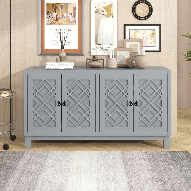 Nestfair 4 Door Buffet Cabinet Sideboard with Pull Ring Handles