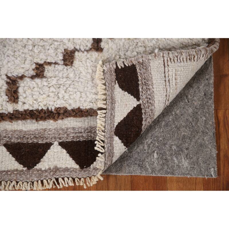 Natural Dye Beige Anatolian Runner Rug Hand-knotted Wool Carpet - 3'4"x 11'8"