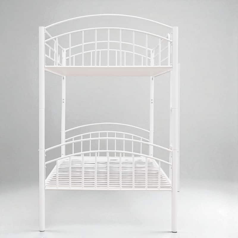 Twin Over Twin Metal Bunk Bed with Ladder and Safety Rails, Convertible into Two Twin Beds, No Box Spring Needed