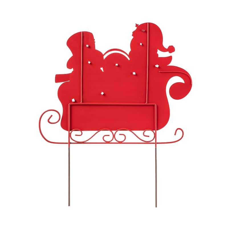 Glitzhome Metal Christmas Snowman Family Nutcracker JOY Yard Stakes Wall Decor