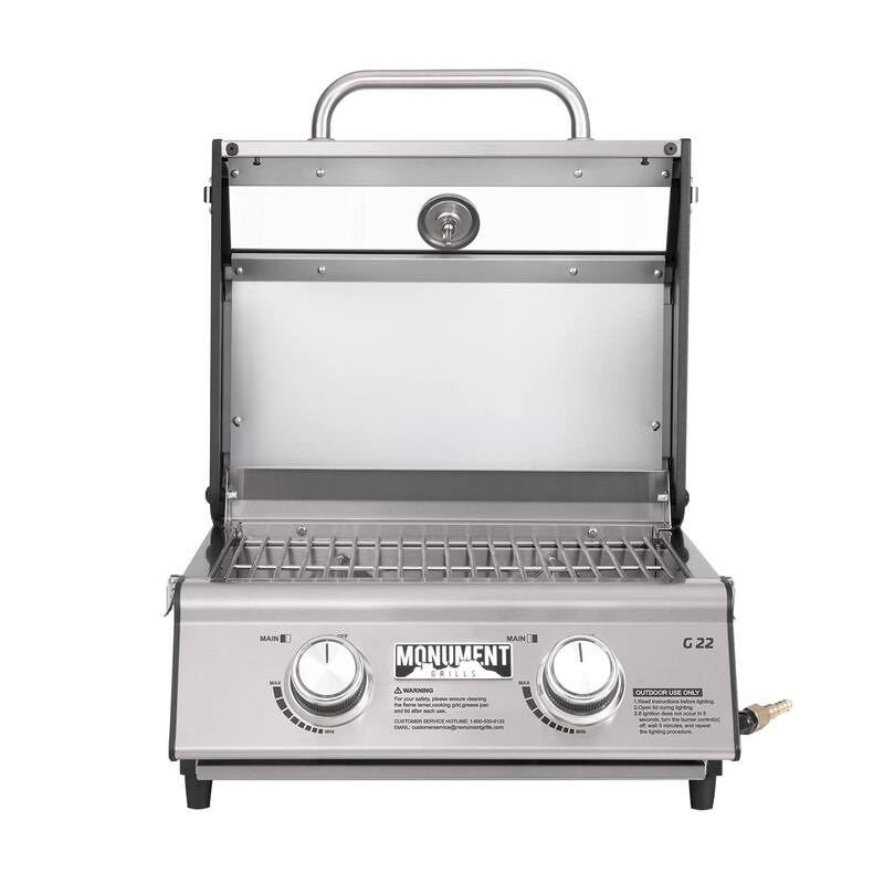 Portable Propane Gas Grill 2Burner Tabletop Clearview Monument Grills