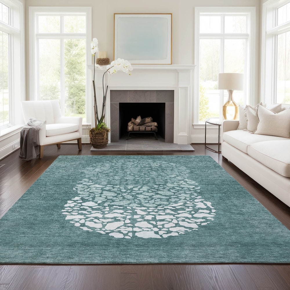 Machine Washable Indoor/ Outdoor Chantille Modern Mosaic Rug