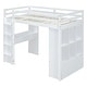 preview thumbnail 4 of 14, White Twin Size Solid Wood Loft Bed with Shelves, Writing Desk, and LED Light