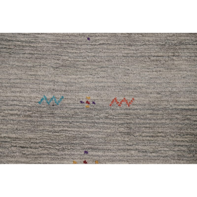 Gabbeh Indian Area Rug Hand-Knotted Oriental Wool Carpet - 8'0"x 9'7"