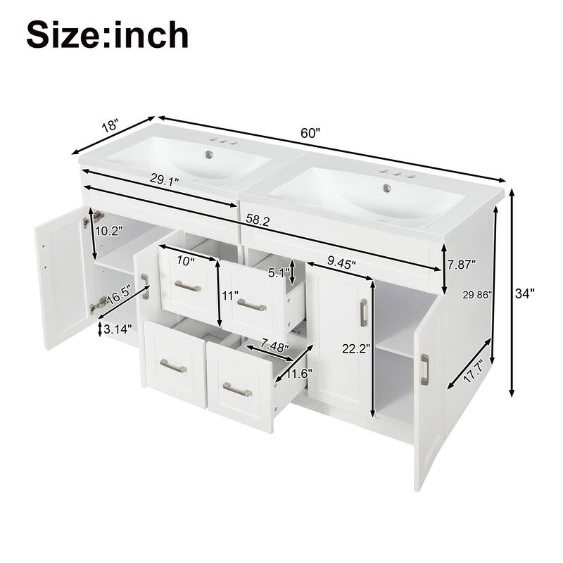 30" Bathroom Vanity Set / 60" Double Bathroom Vanities with SMC Resin Sinks