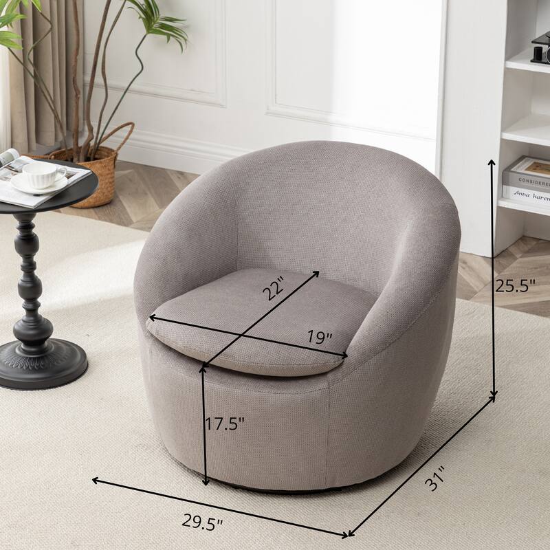 Round Armchair Office Chair Accent Chair with Plush Seat Cushion, Swivel Barrel Chair Single Lounge Sofa
