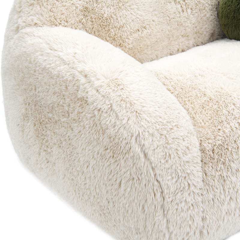 Furniture of America Cynra Modern 45-inch Faux Fur Swivel Arm Chair with Ball Pillow