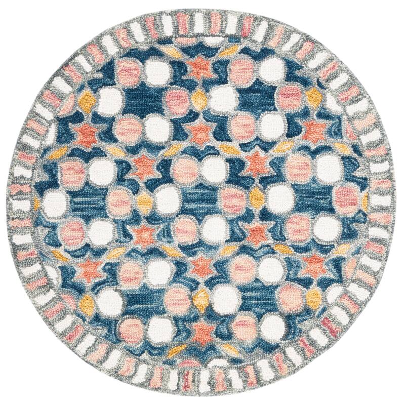 SAFAVIEH Handmade Aspen Sampana Boho Wool Rug - 5' Round - Grey/Pink