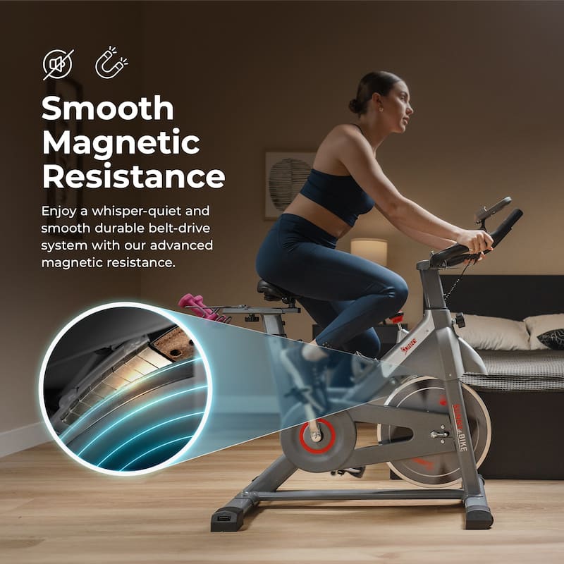 Smart Indoor Cycling Magnetic Resistance Exercise Bike SF-B123033 - Grey - 52.8 x 21.3 x 49.6 inches