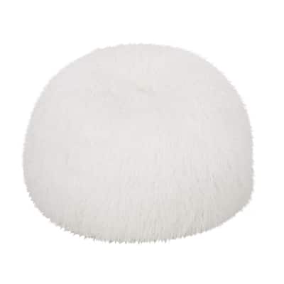 Mandana 3 Foot Rounded Faux Fur Bean Bag, White