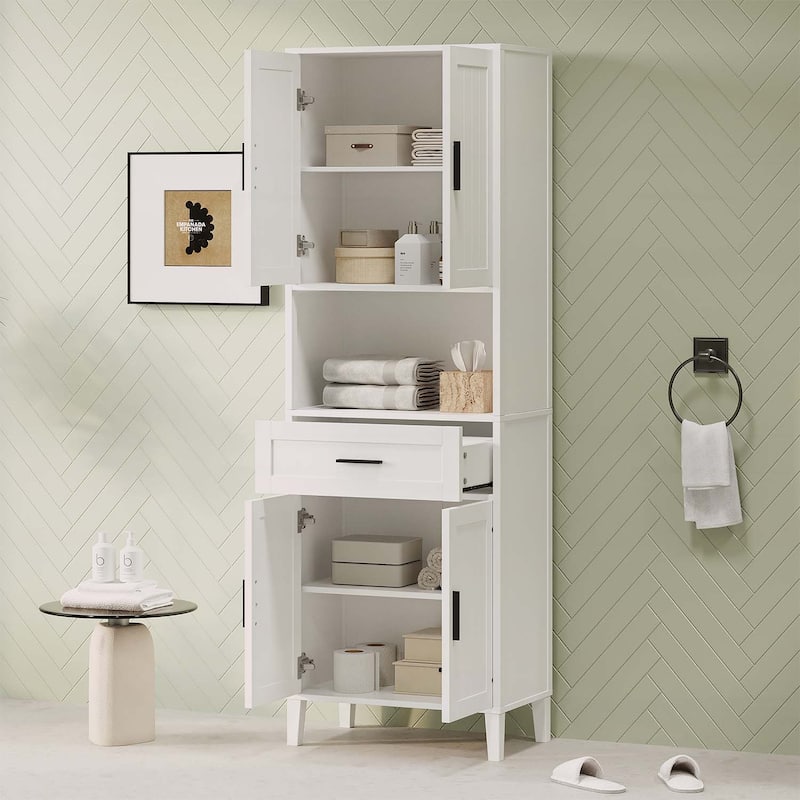 Freestanding Tall Bathroom Cabinet with a Drawer,2 Cabinets,for Bathroom,Living Room,Laundry Room