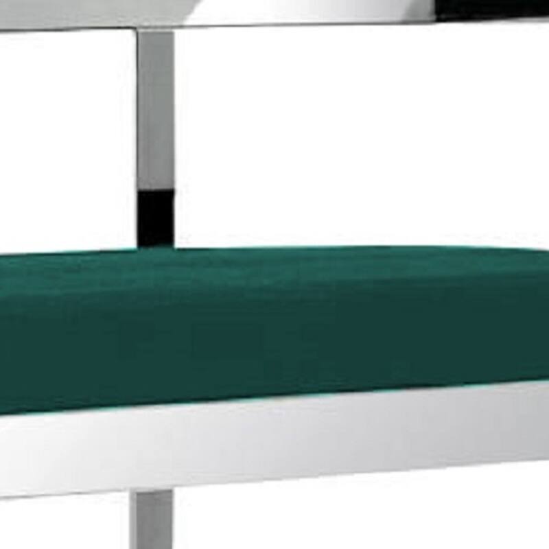 HomeRoots 30" Green and Silver Metal and Velvet Low Back Bar Height Bar Chair