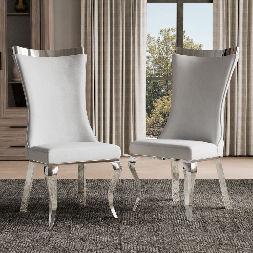 Furniture of America Thaddeus Glam Velvet High Back Side Chair (Set of 2)