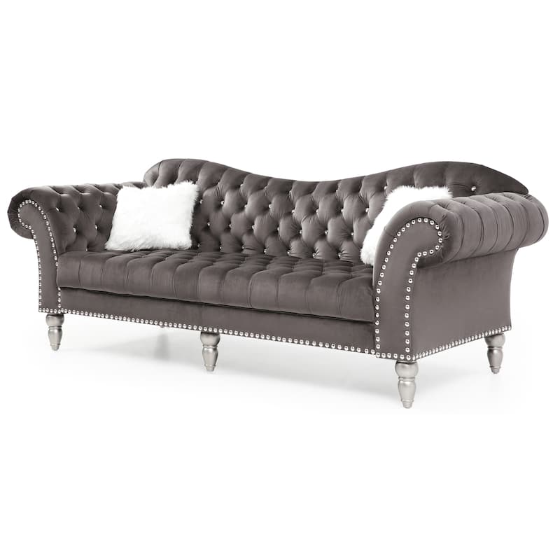 Wilshire Velvet Tufted Sofa - Dark Grey