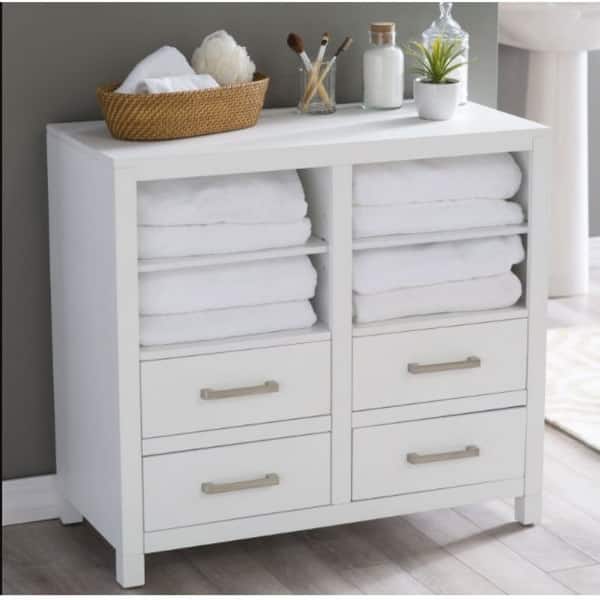 Shop Modern White Freestanding Bathroom Floor Linen Cabinet With