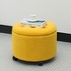 preview thumbnail 3 of 20, Adeco 20" Wide Button Tufted Round Storage Ottoman with Casters Yellow
