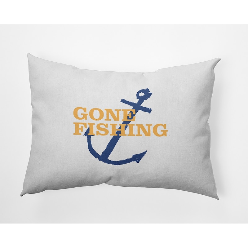 Gone Fishing Polyester Indoor Pillow - Egg Yolk Yellow - 14" x 20"