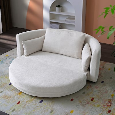 Foldable Sleeper Sofa Bed, Multi-functional, Beige Linen, 55x29x21 inches
