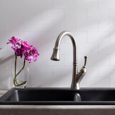 Aspect Peel and Stick Backsplash 3in x 6in White Metal Tile 15 Sq Ft Kit