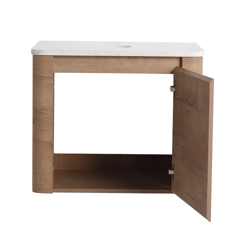 24'' Wall-Mounted Bathroom Vanity & 1-Soft-Close Door, KD-Packing, Plywood (Vanity Only, Excluding Sink)