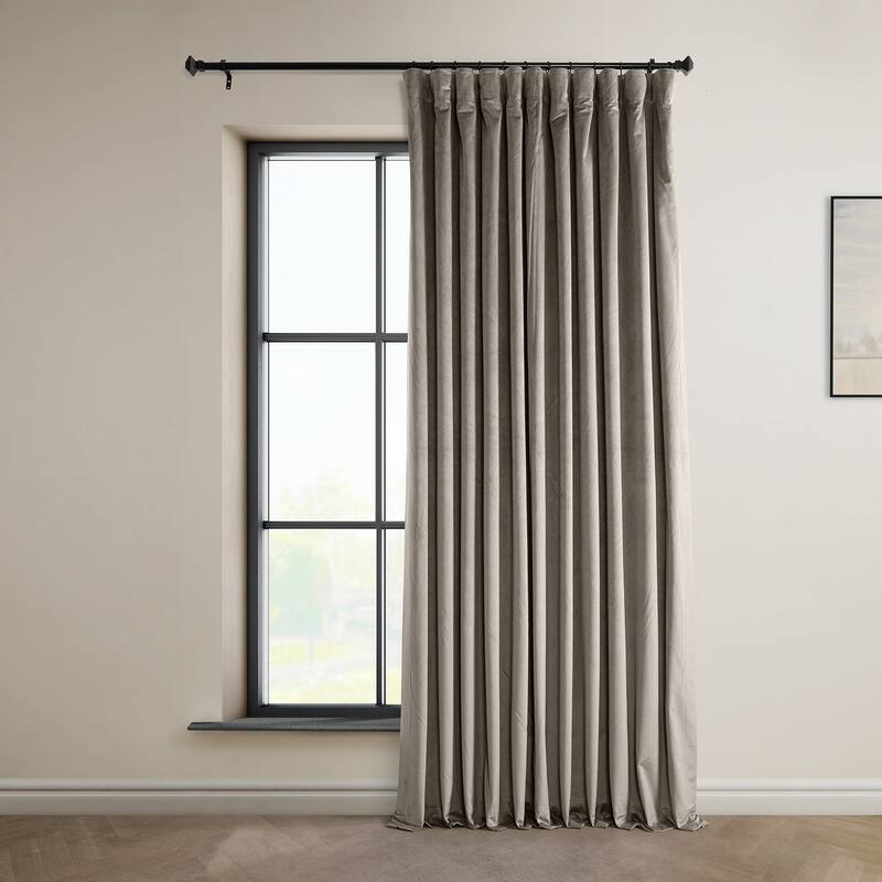 Exclusive Fabrics Signature Plush Velvet Hotel Blackout Curtains (1 Panel) - Luxury Soft Drapery for Light Control & Elegance - 100 X 108 - Library Taupe