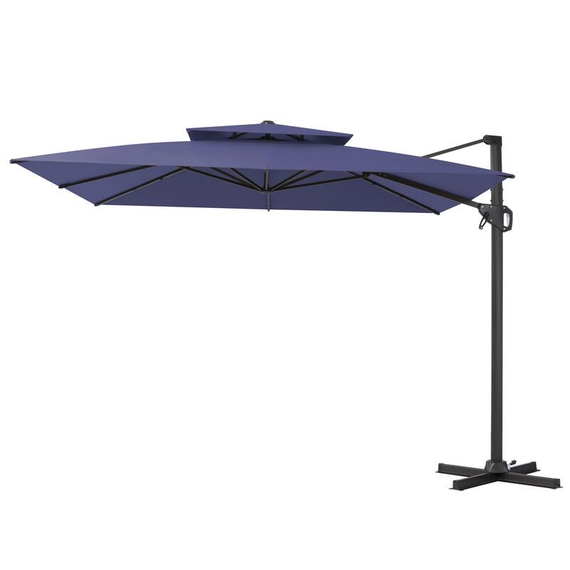 Pellebant 10'X10 FT Outdoor Patio Square Cantilever Umbrella with Double Top - NavyBlue