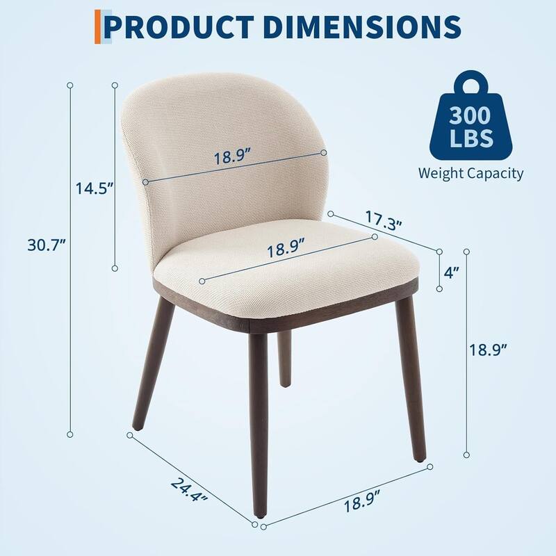 Dining Chair Set of 2, Modern Upholstered Kitchen Chairs with Ergonomic Back Support