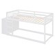preview thumbnail 55 of 58, Wooden Floor Bunk Bed Frame with Storage Drawers, 3 Shelves, Full-length Guardrail and Reversible Ladder for Kids, Teens