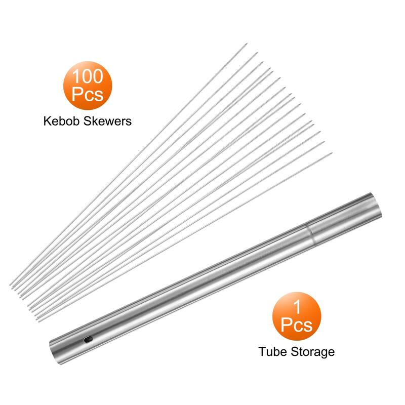 100pcs Kebob Skewers 35cm x 2.8cm Round Sticks with Tube Storage - 35cm x 2.8cm