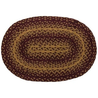 Braided Placemat Burgundy Tan Oval 13x19 Natural Jute Table Mat - 19"L ...
