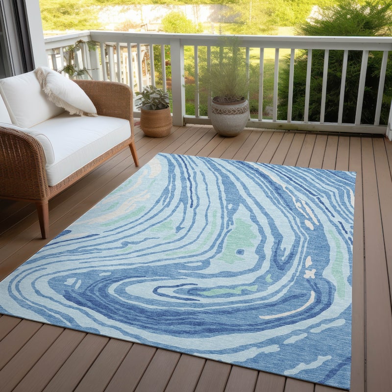 Machine Washable Indoor/ Outdoor Abstract Brushstrokes Chantille Rug