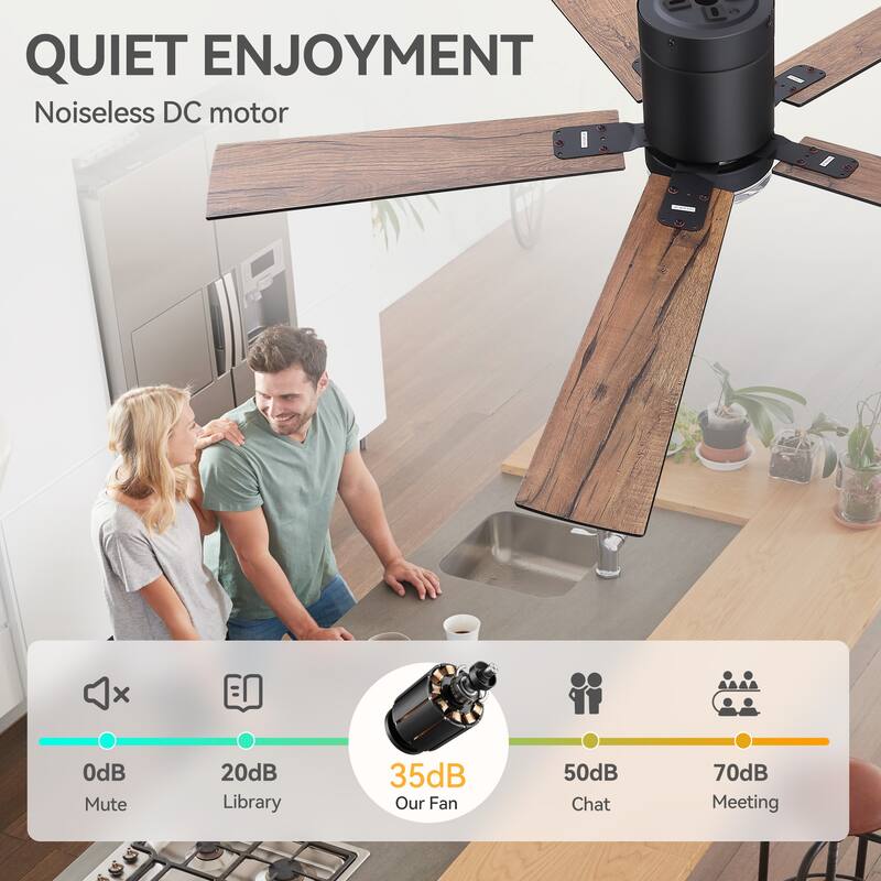 52" Reversible 5-Blade Flush Mount Ceiling Fan with LED Light and Remote