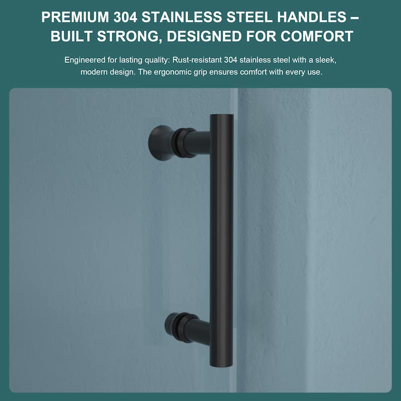 48"W x 76"H Single-Slide Shower Door - 8mm Tempered Glass with 304 Stainless Steel Frame