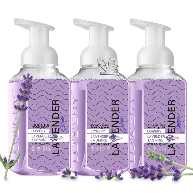 Lovery Foaming Hand Soap - Lavender Jasmine - Pack of 3 - Free Swarovski Bracelet - 3 pc