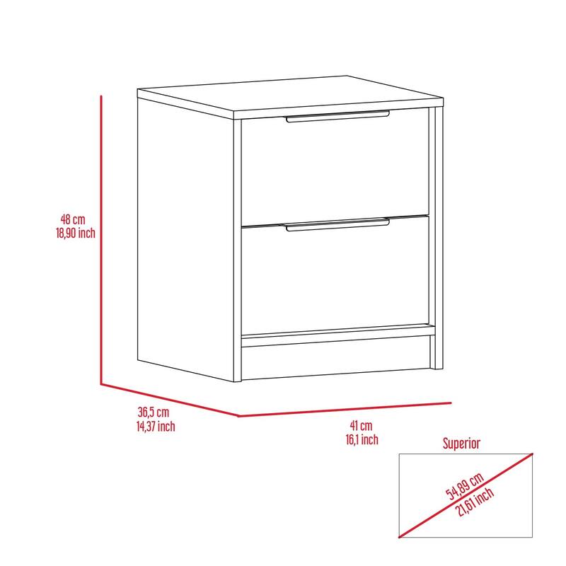 Cannon 2-Drawer Nightstand Light Grey