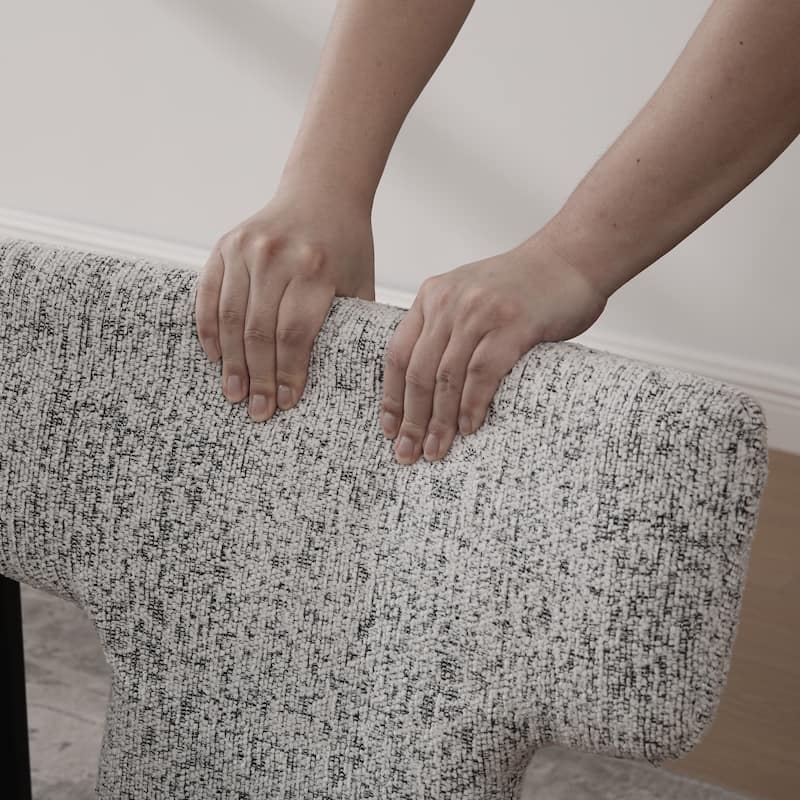 22.05" Wide Modern Upholstered Chenille Dining Chair Set of 4 with Rubberwood Legs, Armless Curved Back Accent Chairs