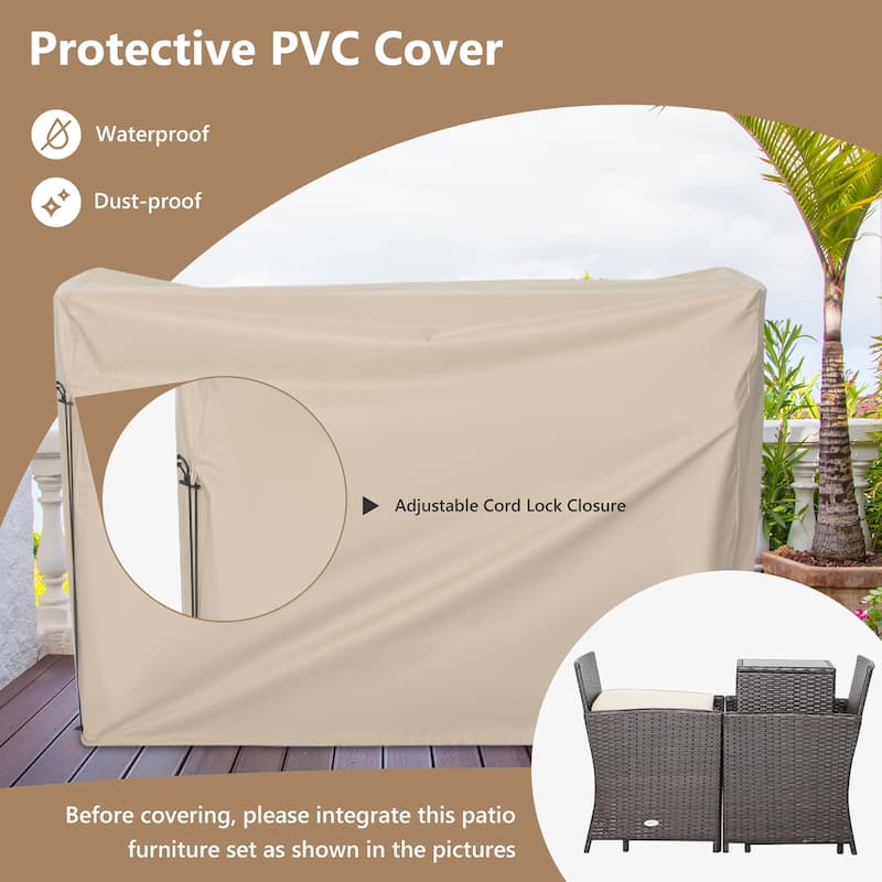 Costway 5PCS Patio Rattan Furniture Set Ottoman Cushioned W/Cover - See Details