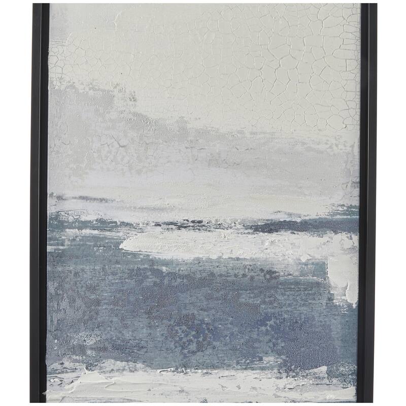 Canvas Landscape Living Room Framed Wall Art with Black Frame - Set of 3 Dark Blue - Roche River Decor