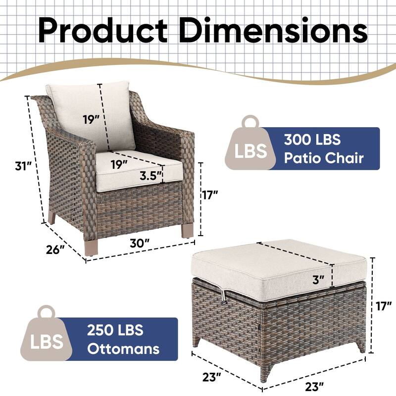 Pocassy All-Weather Rattan Patio Funiture Set