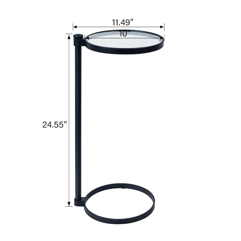 C Shaped Martini Drink Round Table with Black or Gold Metal Base, Carrara Marble or Tempered Glass top