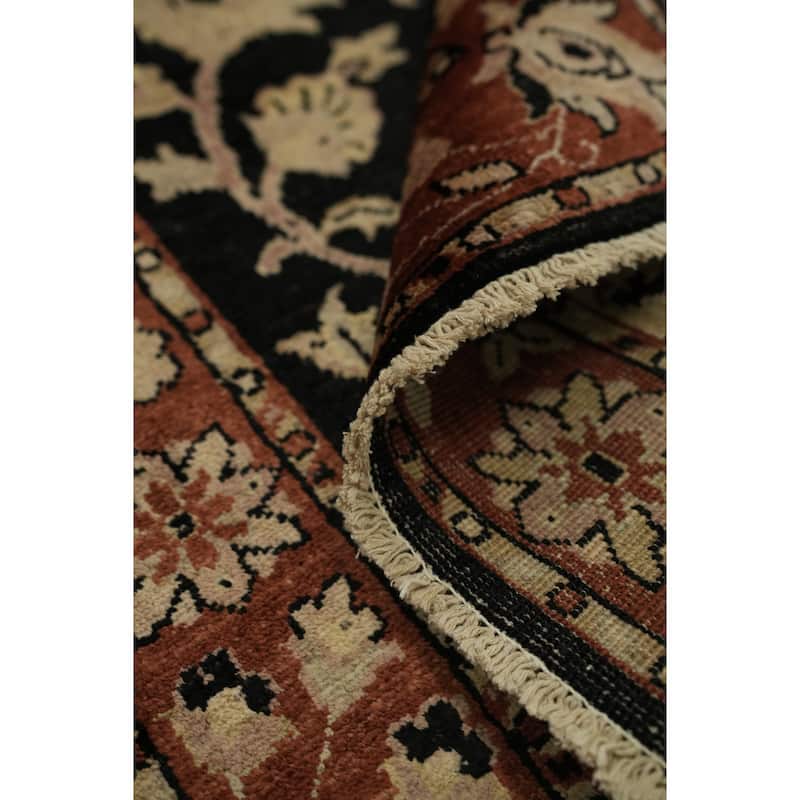 Hand Knotted Oriental 100% Wool Carpet Traditional All-Over Black Ziegler Runner Rug - 10' 0'' X 2' 7''
