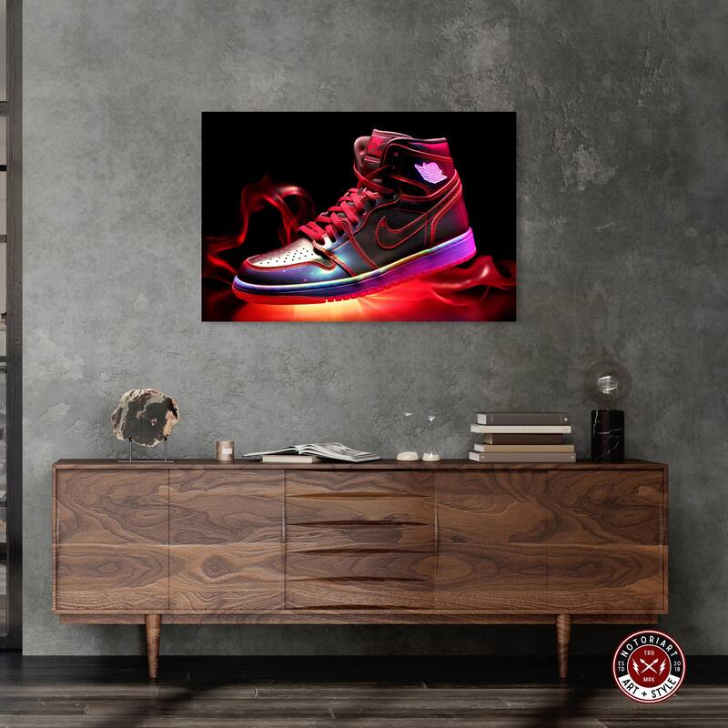 Notoriart Flaming Hot Sneaker Ii Gallery Wrapped Sneaker 1 Piece Canvas Wall Art