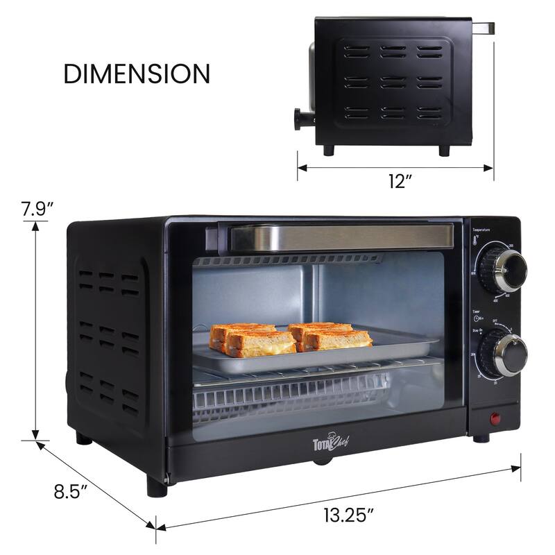 Total Chef 4-Slice Toaster Oven, 1000 Watts